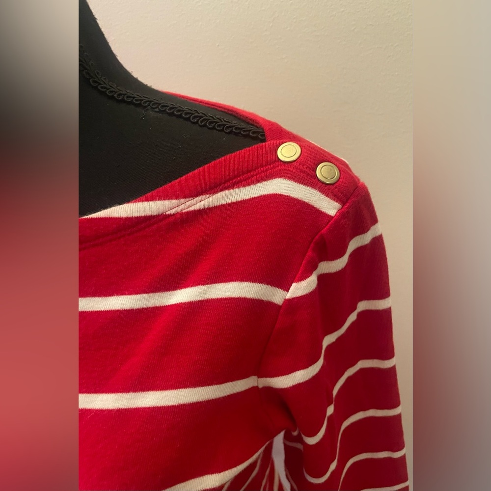 Lands' End- Red and White Striped Long‎ Sleeve Top Size XS - Picture 3 of 7